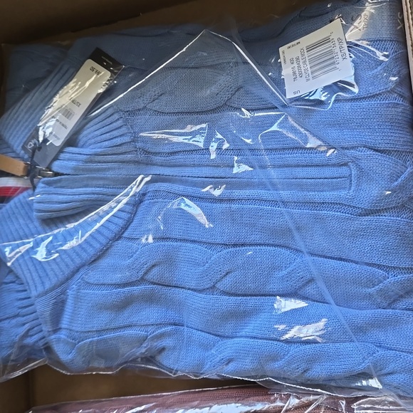 TOMMY HILFIGERCABLE KNIT QUARTER-ZIP SWEATER XS BLUE - Picture 1 of 3